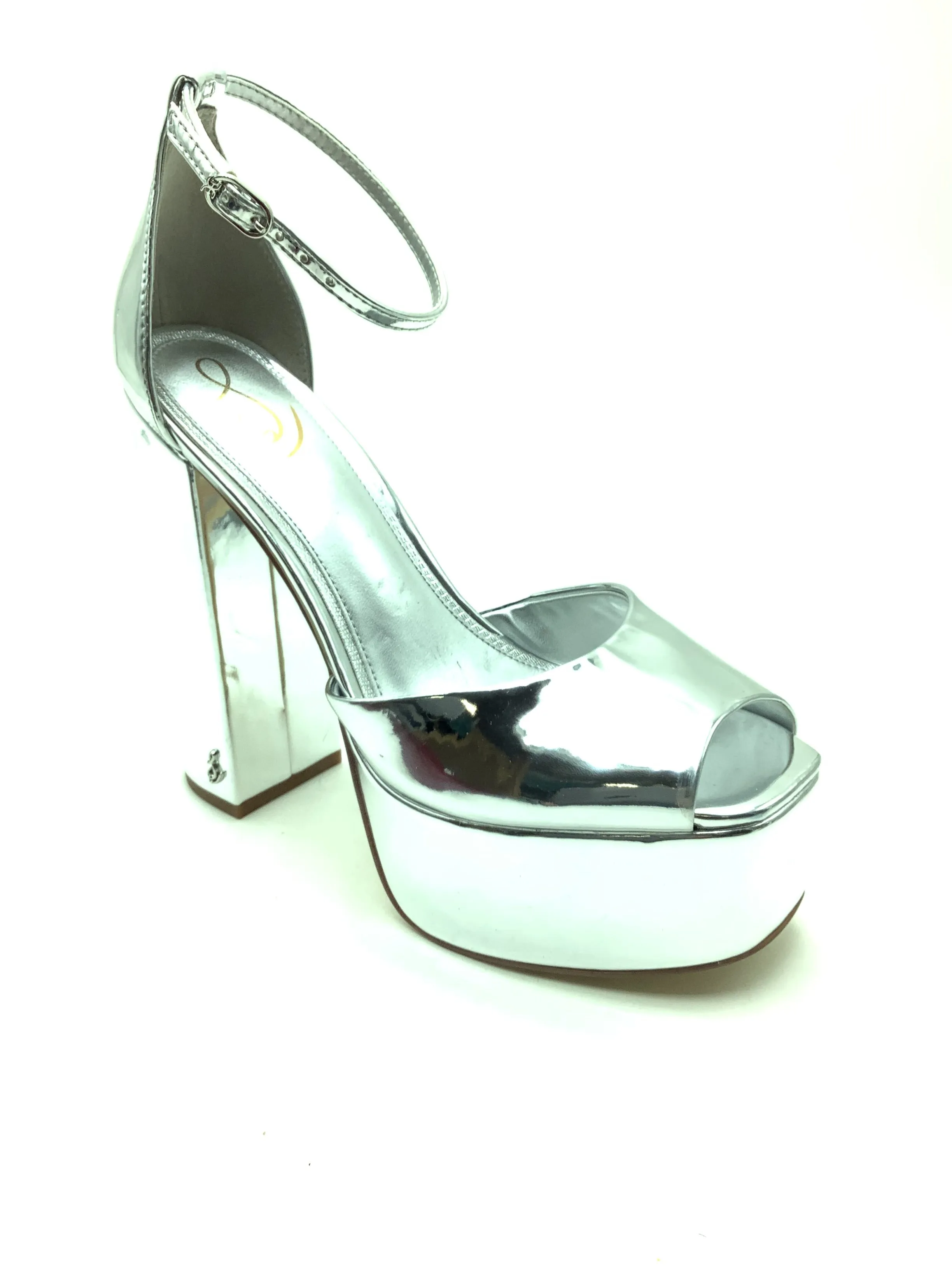 Sam Edelman Koi Platform Heel Patent Leather Metallic Size 7.5