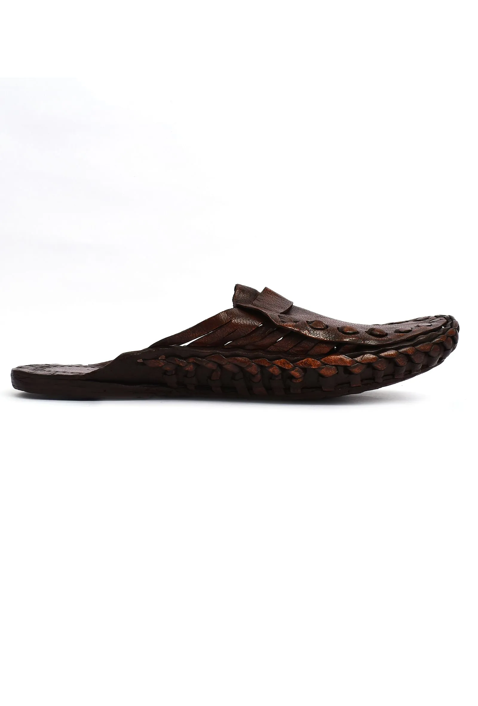 Scarlet Brown Pure Leather Kolhapuri Buntos Sandals