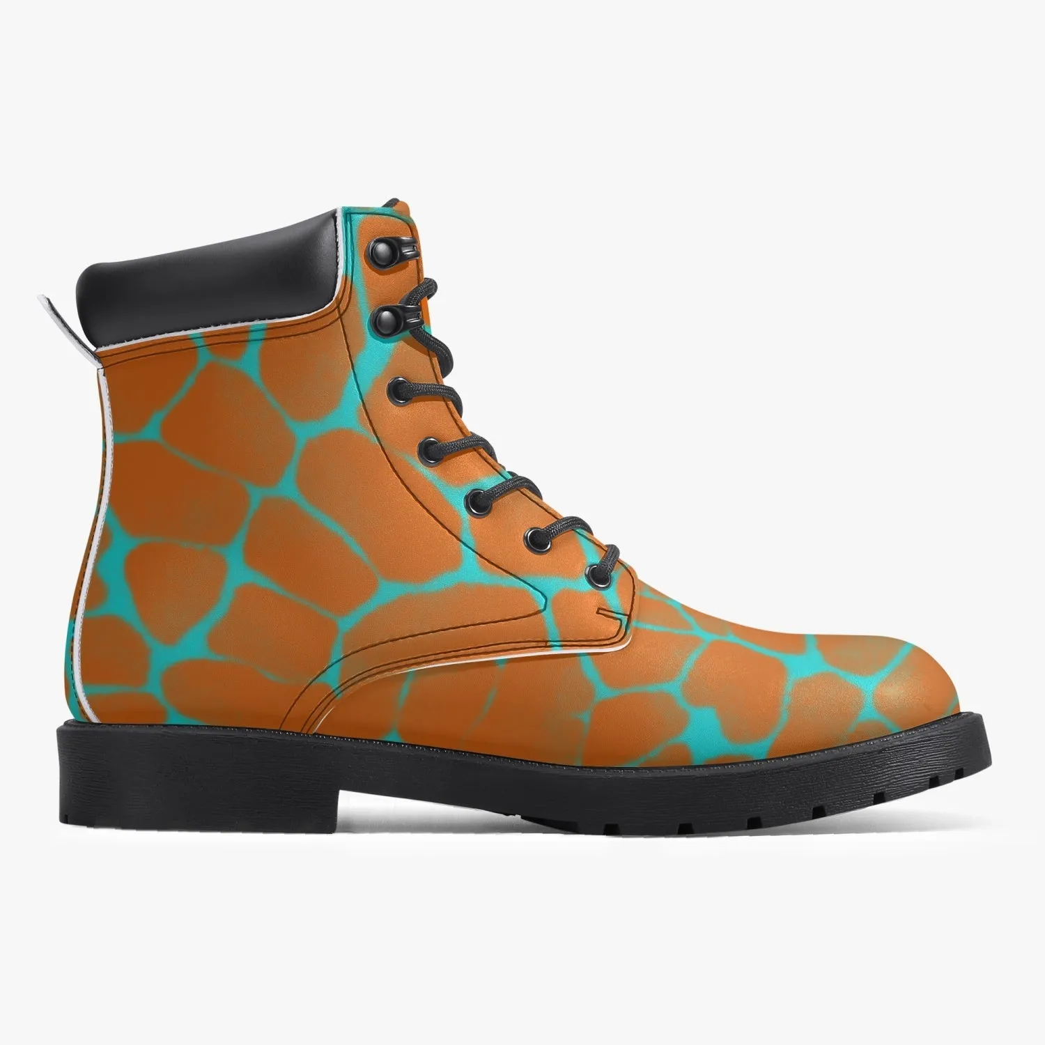 Sixty Eight 93 Logo White Boa Orange Aqua Blue Leather Boots