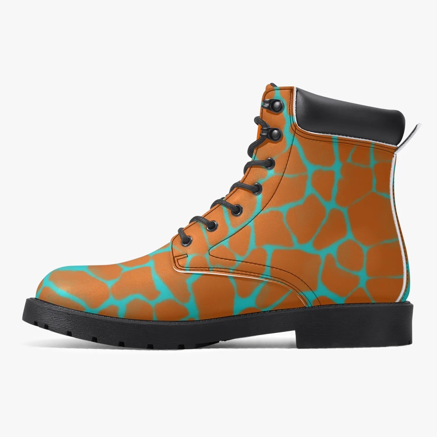 Sixty Eight 93 Logo White Boa Orange Aqua Blue Leather Boots