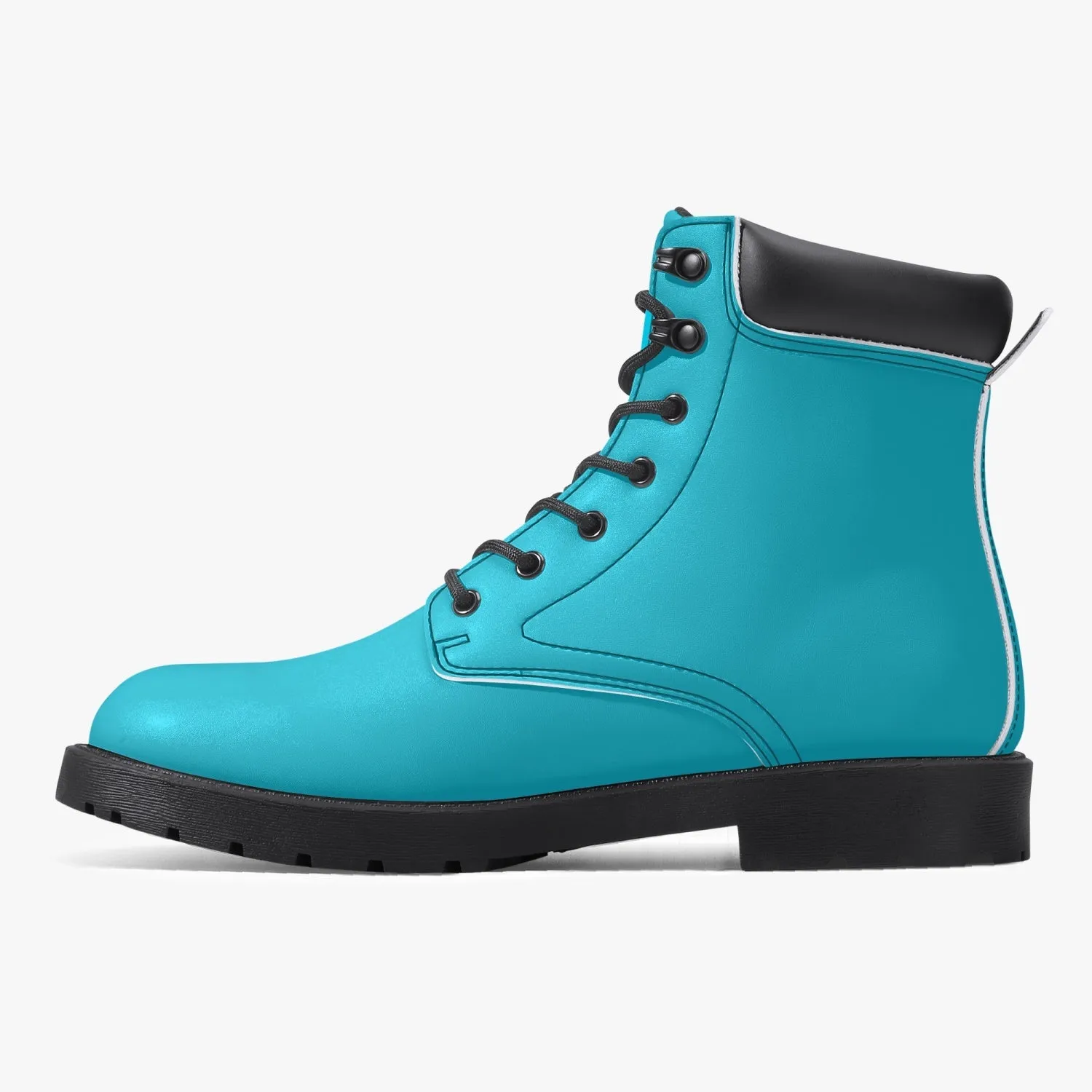 Sixty Eight Logo White Aqua Blue Leather Boots