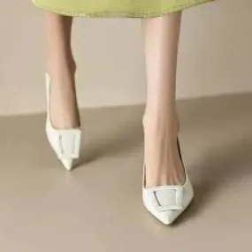 Square Button Pump Slip on Designer Shoes.