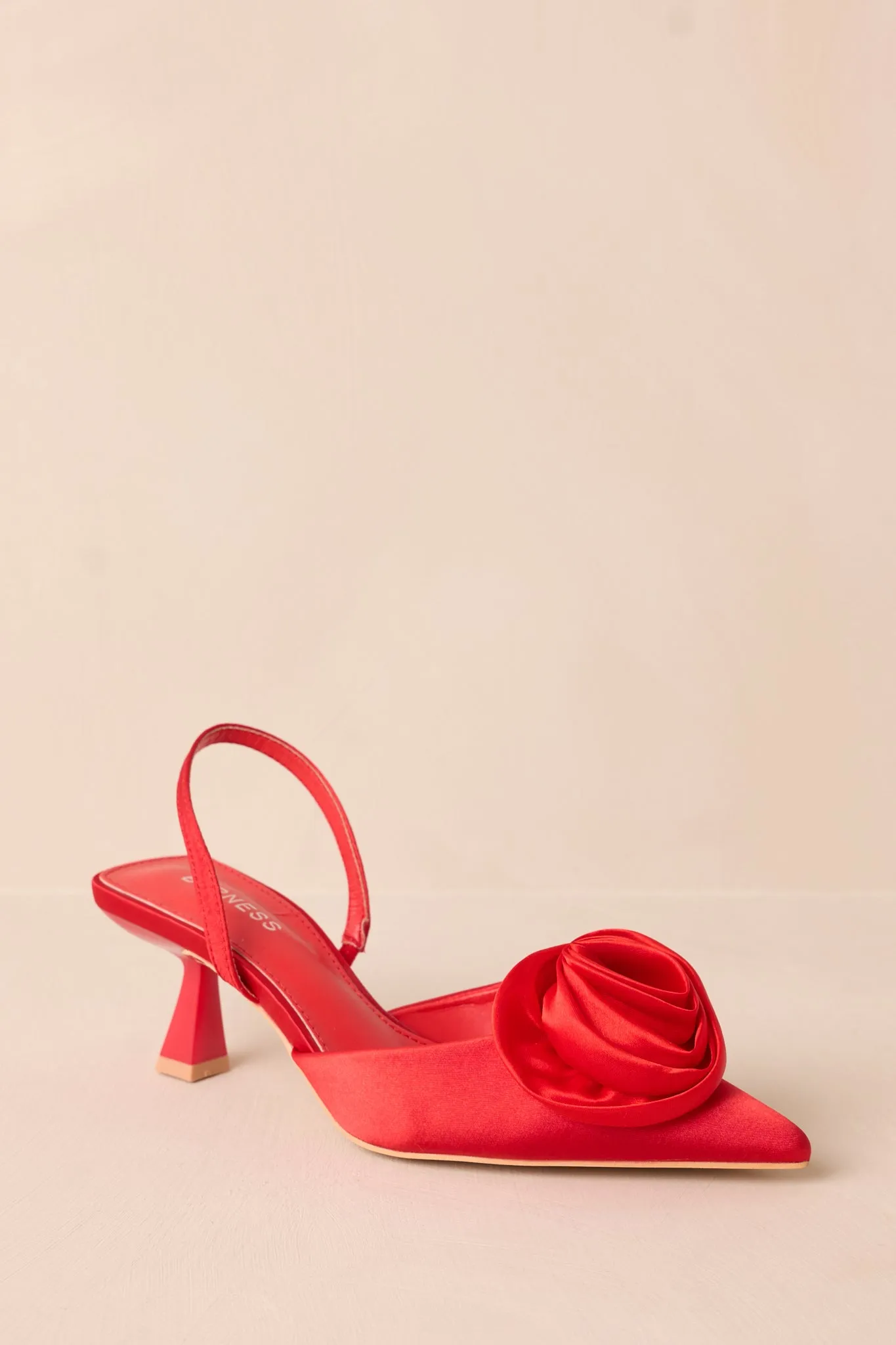 The Beats Of My Heart Red Slingback Kitten Heels