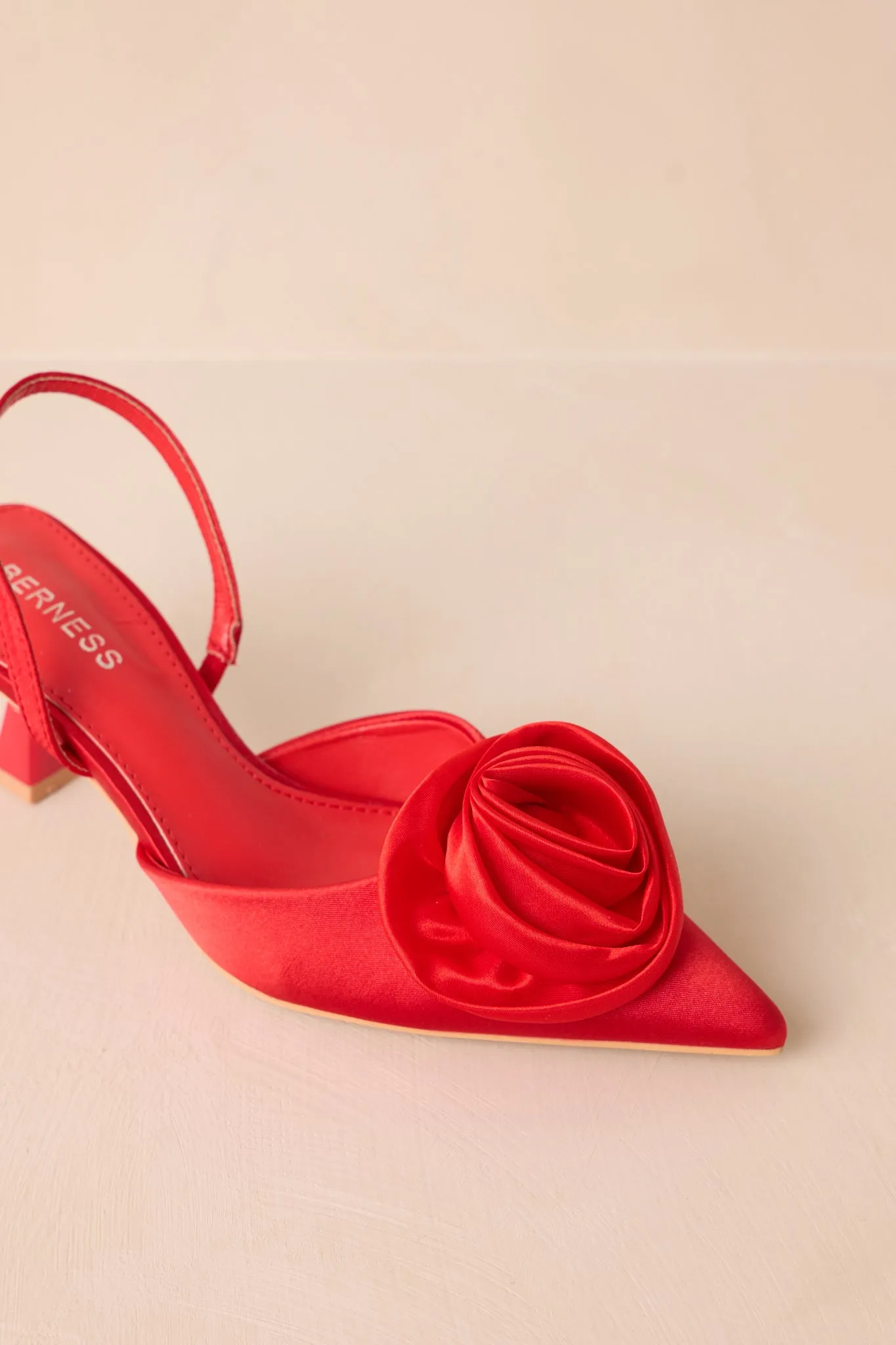 The Beats Of My Heart Red Slingback Kitten Heels