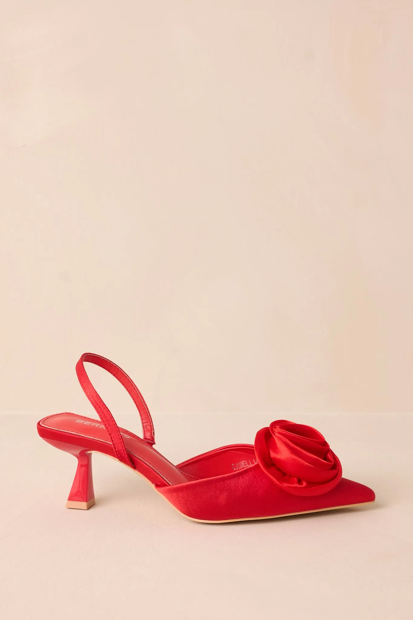 The Beats Of My Heart Red Slingback Kitten Heels