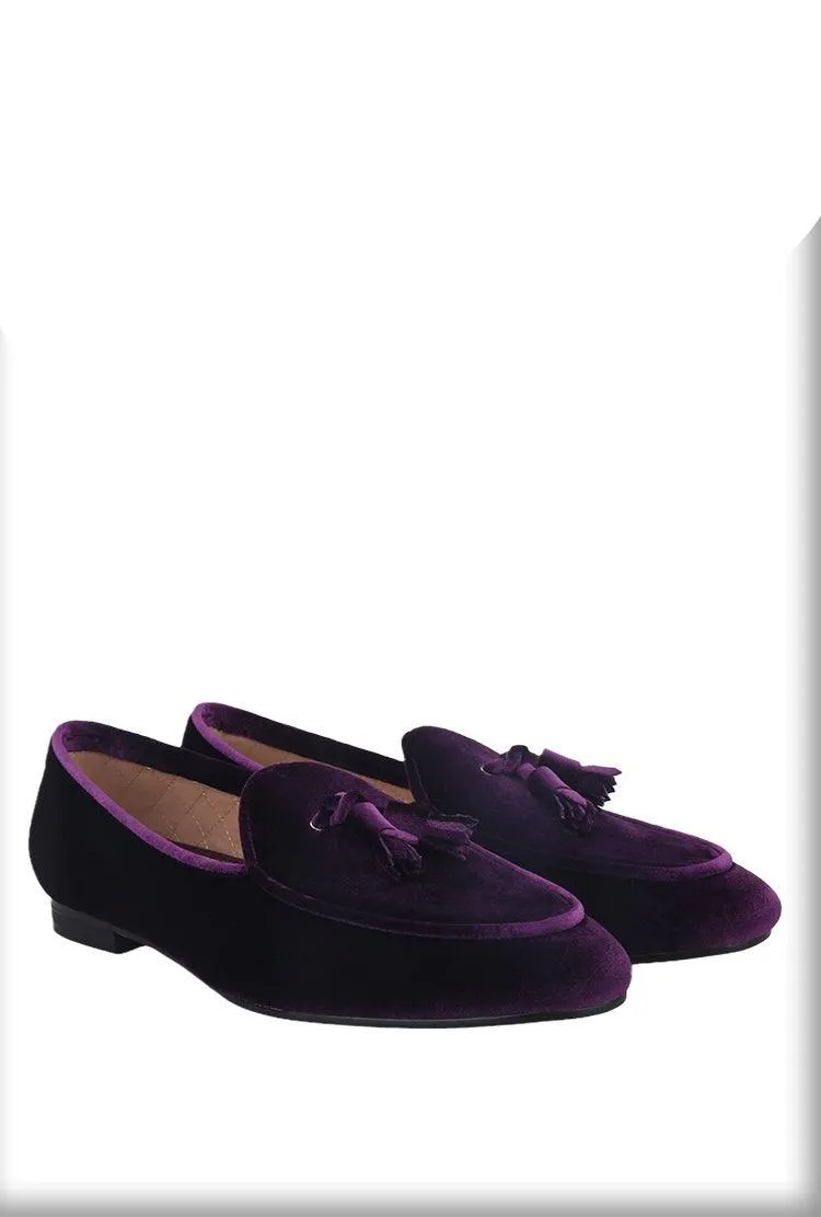 Velvet Men Loafers With Tassels - Men Shoes