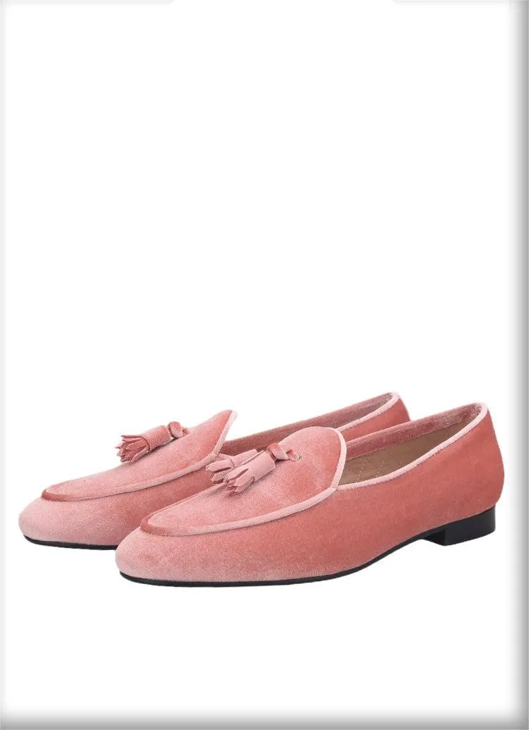 Velvet Men Loafers With Tassels - Men Shoes