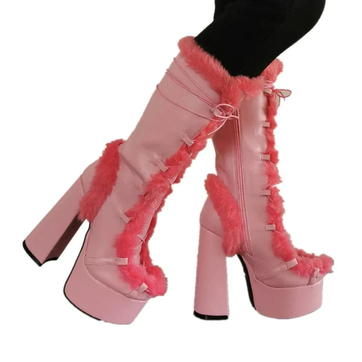 Warm High Heels Platform Boots