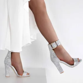 Wedding High Heels Shoes Bridal Glitter Heels For A Summer Party