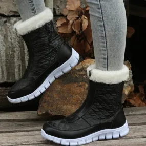 Women’s Black Winter Boots – Front Zipper, Warm & Cozy