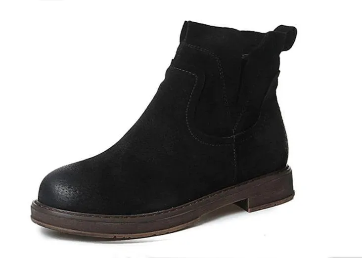 Women's Winter Warm Genuine Leather Ankle Chelsea Boots