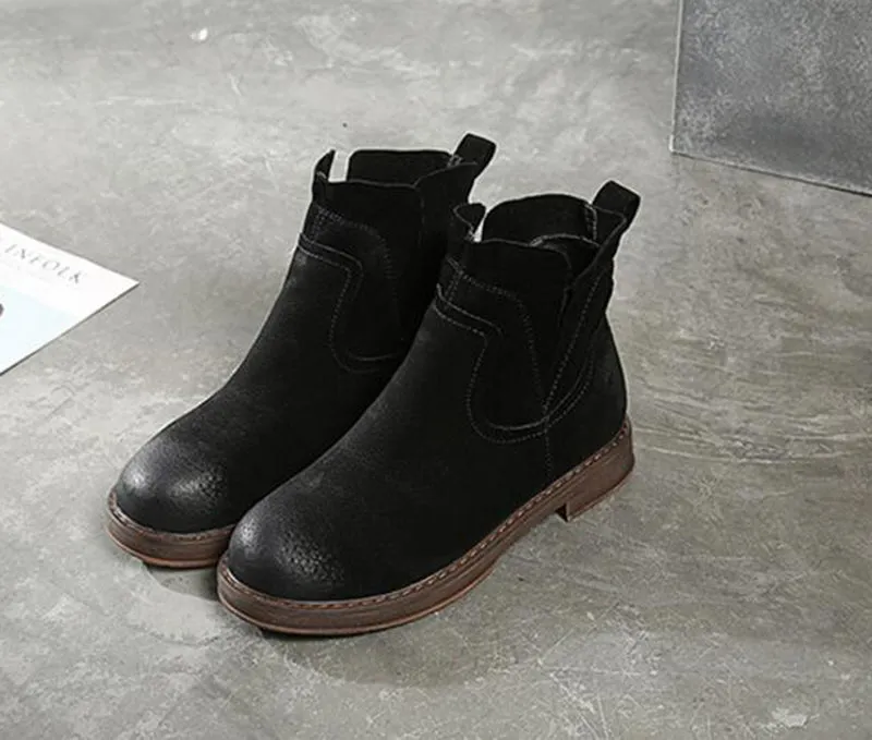 Women's Winter Warm Genuine Leather Ankle Chelsea Boots