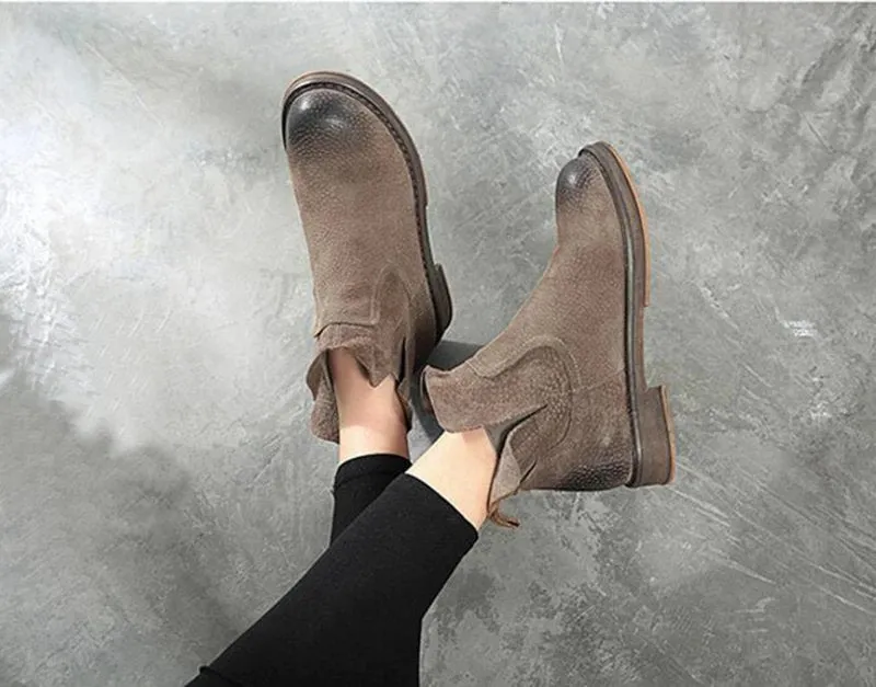 Women's Winter Warm Genuine Leather Ankle Chelsea Boots