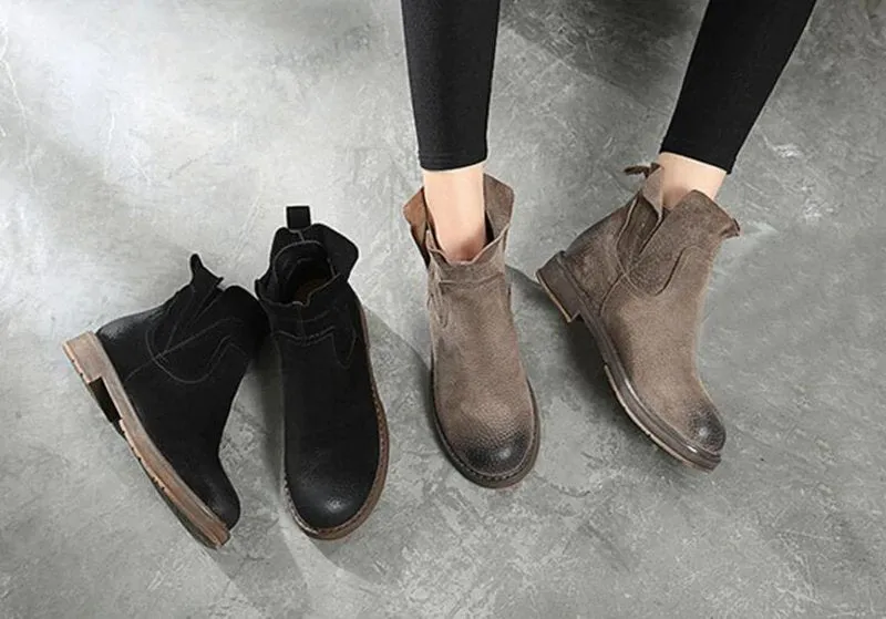 Women's Winter Warm Genuine Leather Ankle Chelsea Boots