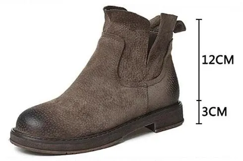 Women's Winter Warm Genuine Leather Ankle Chelsea Boots